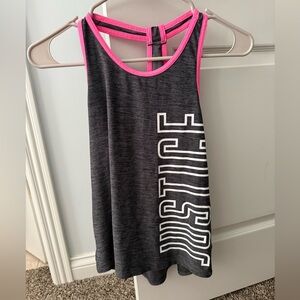 Justice Active Heather Gray and Pink Tank Top